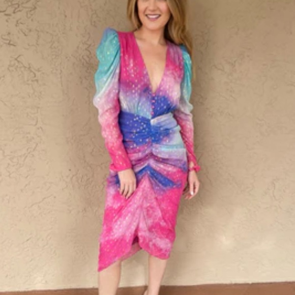 NWT Rococo Sand Cloud Ruched Midi Dress - Picture 2 of 13